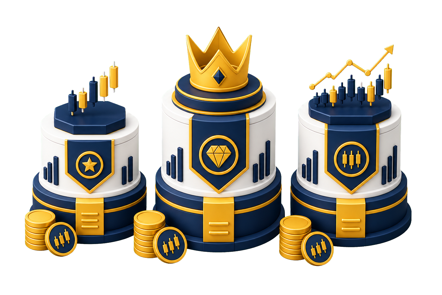 Three trading account tiers for beginner, premium, and professional traders